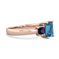 London Topaz Three Stone Emerald-Cut Trellis 14K Rose Gold ring R4021