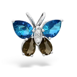 London Topaz Butterfly 14K White Gold pendant P2215