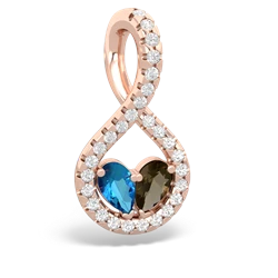 London Topaz Pave Twist 'One Heart' 14K Rose Gold pendant P5360