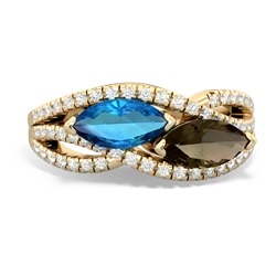 London Topaz Diamond Rivers 14K Yellow Gold ring R3070