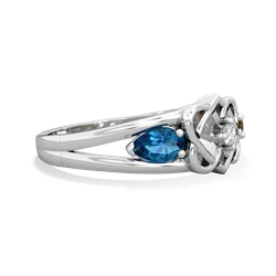 London Topaz Hearts Intertwined 14K White Gold ring R5880