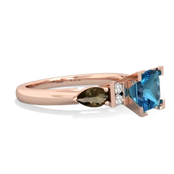 London Topaz 6Mm Princess Eternal Embrace Engagement 14K Rose Gold ring C2002