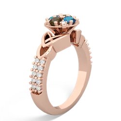 London Topaz Celtic Knot Cluster Engagement 14K Rose Gold ring R26443RD