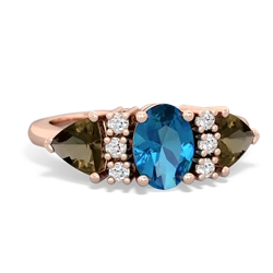 London Topaz Antique Style Three Stone 14K Rose Gold ring R2186