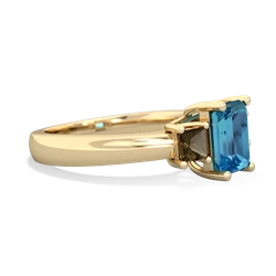 London Topaz Three Stone Emerald-Cut Trellis 14K Yellow Gold ring R4021