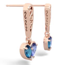 London Topaz Filligree Heart 14K Rose Gold earrings E5070