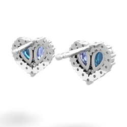 London Topaz Halo 14K White Gold earrings E7008