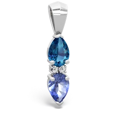 London Topaz Bowtie Drop 14K White Gold pendant P0865