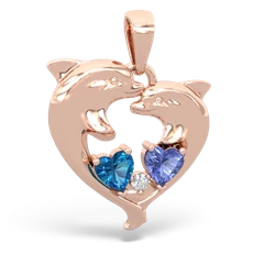 London Topaz Dolphin Heart 14K Rose Gold pendant P5820