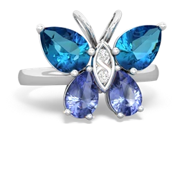 London Topaz Butterfly 14K White Gold ring R2215