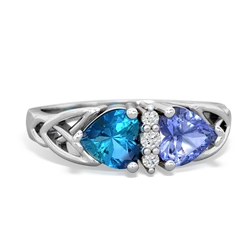 London Topaz Celtic Knot Double Heart 14K White Gold ring R5040