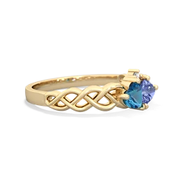 London Topaz Heart To Heart Braid 14K Yellow Gold ring R5870