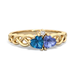 London Topaz Heart To Heart Braid 14K Yellow Gold ring R5870