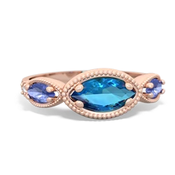 London Topaz Milgrain Marquise 14K Rose Gold ring R5700