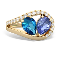 London Topaz Nestled Heart Keepsake 14K Yellow Gold ring R5650