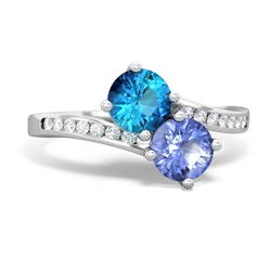 London Topaz Channel Set Two Stone 14K White Gold ring R5303