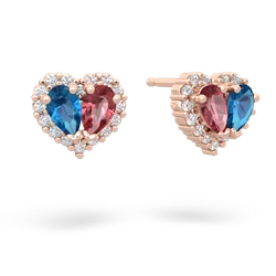 London Topaz Halo 14K Rose Gold earrings E7008