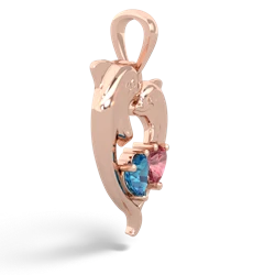 London Topaz Dolphin Heart 14K Rose Gold pendant P5820