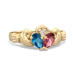 London Topaz 'Our Heart' Claddagh 14K Yellow Gold ring R2388