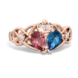 London Topaz 'One Heart' Celtic Knot Claddagh 14K Rose Gold ring R5322