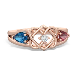 London Topaz Hearts Intertwined 14K Rose Gold ring R5880