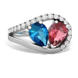 London Topaz Nestled Heart Keepsake 14K White Gold ring R5650