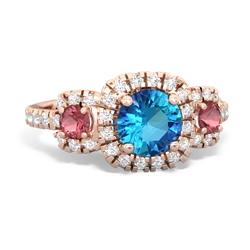 London Topaz Regal Halo 14K Rose Gold ring R5350