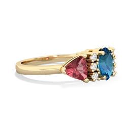 London Topaz Antique Style Three Stone 14K Yellow Gold ring R2186