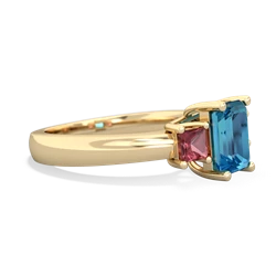 London Topaz Three Stone Emerald-Cut Trellis 14K Yellow Gold ring R4021