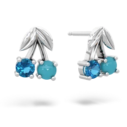 London Topaz Sweet Cherries 14K White Gold earrings E7001