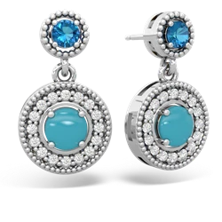 London Topaz Halo Dangle 14K White Gold earrings E5319