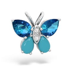 London Topaz Butterfly 14K White Gold pendant P2215