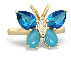 London Topaz Butterfly 14K Yellow Gold ring R2215