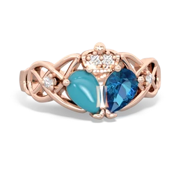 London Topaz 'One Heart' Celtic Knot Claddagh 14K Rose Gold ring R5322