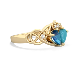 London Topaz 'One Heart' Celtic Knot Claddagh 14K Yellow Gold ring R5322