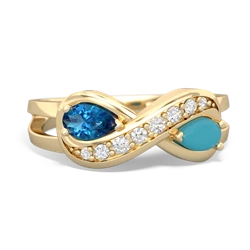 London Topaz Diamond Infinity 14K Yellow Gold ring R5390