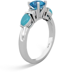 London Topaz 6Mm Round Eternal Embrace Engagement 14K White Gold ring R2005