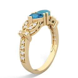 London Topaz Diamond Butterflies 14K Yellow Gold ring R5601