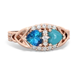 London Topaz Sparkling Celtic Knot 14K Rose Gold ring R2645