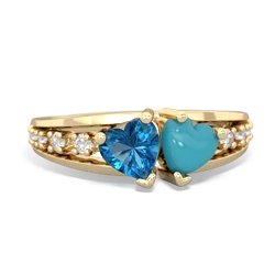 London Topaz Heart To Heart 14K Yellow Gold ring R3342