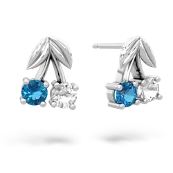 London Topaz Sweet Cherries 14K White Gold earrings E7001