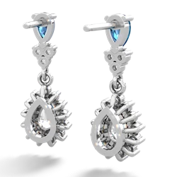 London Topaz Halo Pear Dangle 14K White Gold earrings E1882