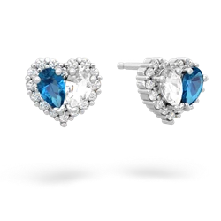 London Topaz Halo 14K White Gold earrings E7008