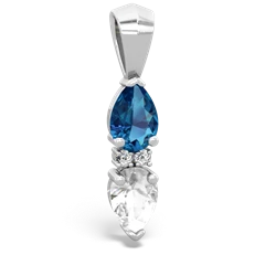 London Topaz Bowtie Drop 14K White Gold pendant P0865