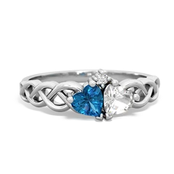 London Topaz Heart To Heart Braid 14K White Gold ring R5870