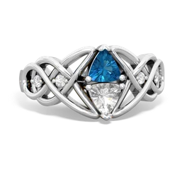 London Topaz Keepsake Celtic Knot 14K White Gold ring R5300