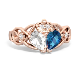 London Topaz 'One Heart' Celtic Knot Claddagh 14K Rose Gold ring R5322