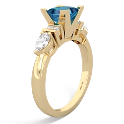 London Topaz 6Mm Princess Eternal Embrace Engagement 14K Yellow Gold ring C2002