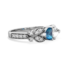 London Topaz Diamond Butterflies 14K White Gold ring R5601