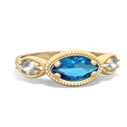 London Topaz Milgrain Marquise 14K Yellow Gold ring R5700